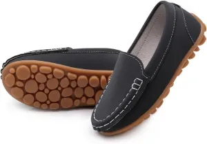 SOFMUO Boys Girls Leather Loafers Slip-On Oxford Flats Boat Dress Schooling Daily Walking Shoes(Toddler/Little Kids)