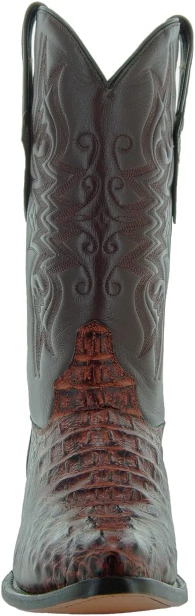 Soto Boots Men's Gator Tail Print Cowboy Boots, Exotic Print Men's Cowboy Boots, Western Boots For Men H7006