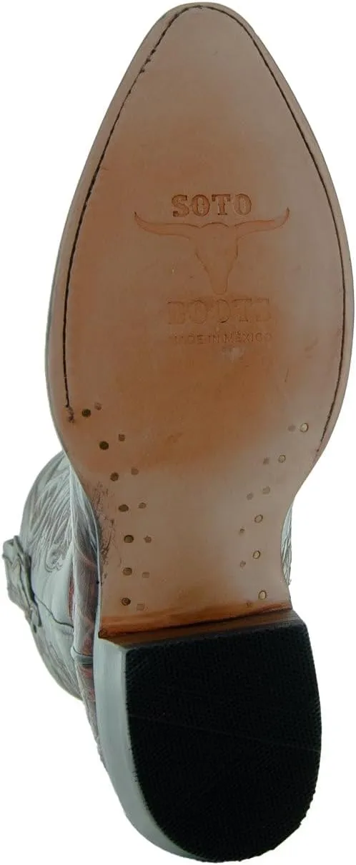 Soto Boots Men's Gator Tail Print Cowboy Boots, Exotic Print Men's Cowboy Boots, Western Boots For Men H7006