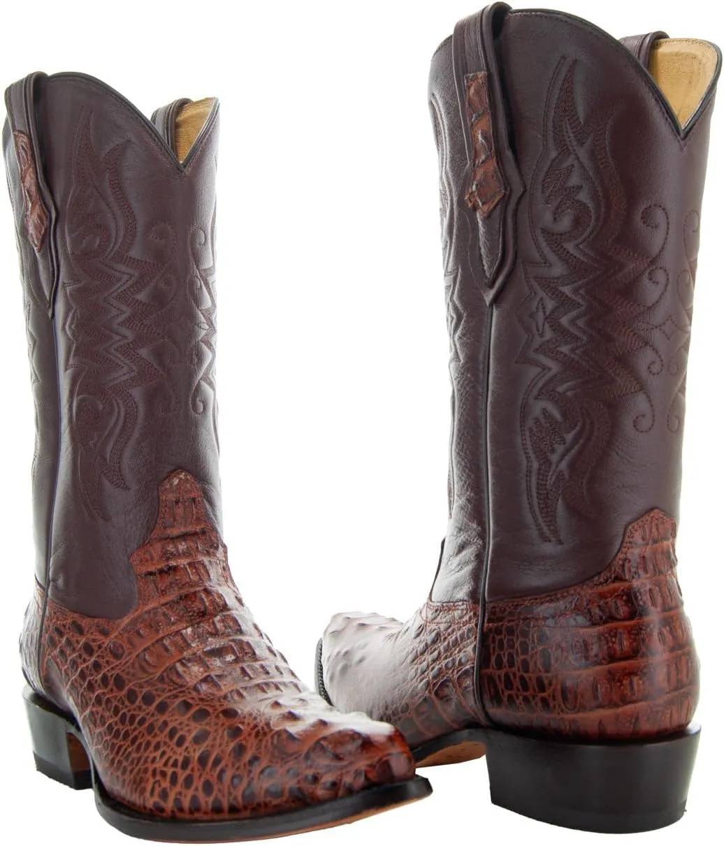 Soto Boots Men's Gator Tail Print Cowboy Boots, Exotic Print Men's Cowboy Boots, Western Boots For Men H7006