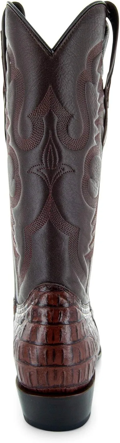 Soto Boots Men's Gator Tail Print Cowboy Boots, Exotic Print Men's Cowboy Boots, Western Boots For Men H7006