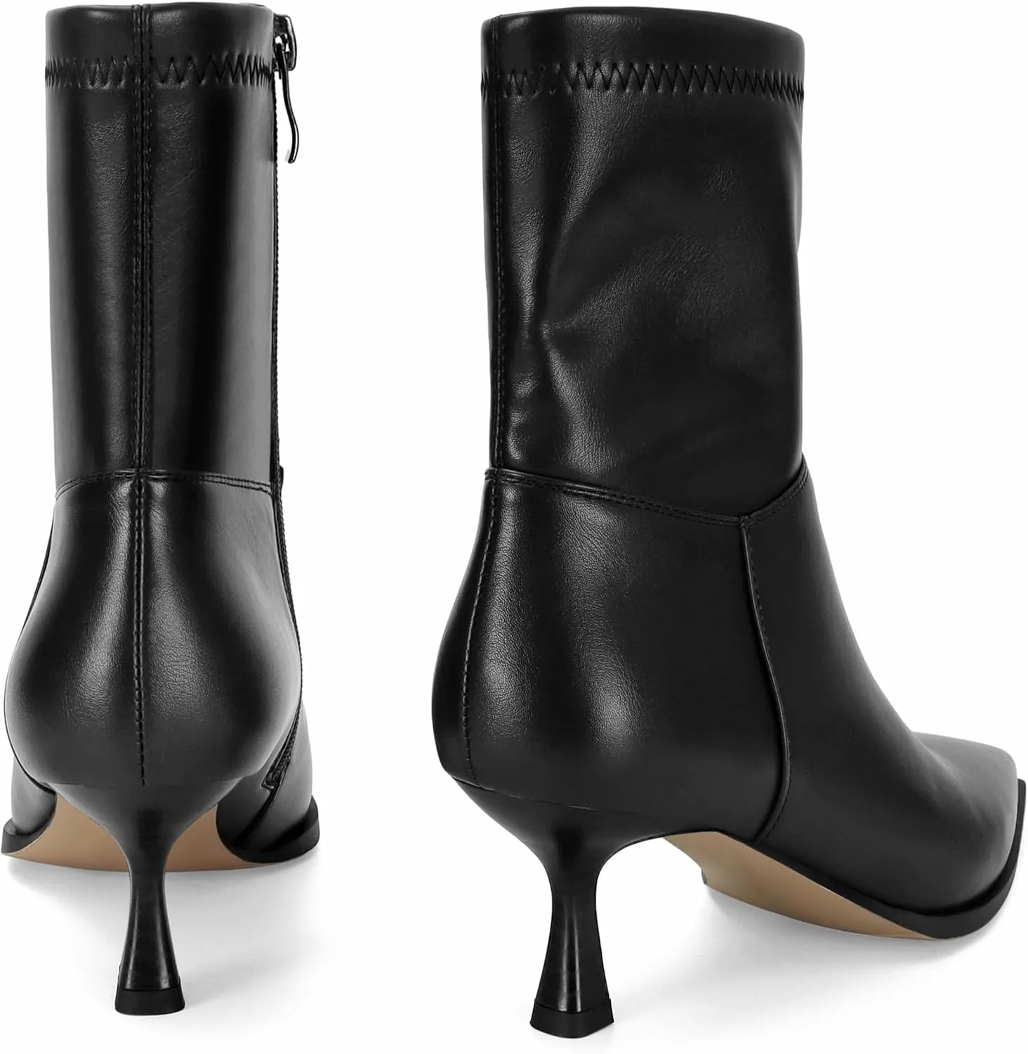SOVANYOU Women's Kitten Heel Ankle Boots Pointed Toe Stiletto Booties with Side Zipper Fashion Dress Boots
