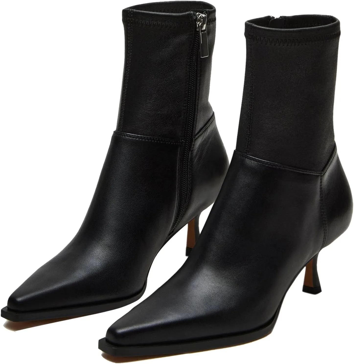 SOVANYOU Women's Kitten Heel Ankle Boots Pointed Toe Stiletto Booties with Side Zipper Fashion Dress Boots