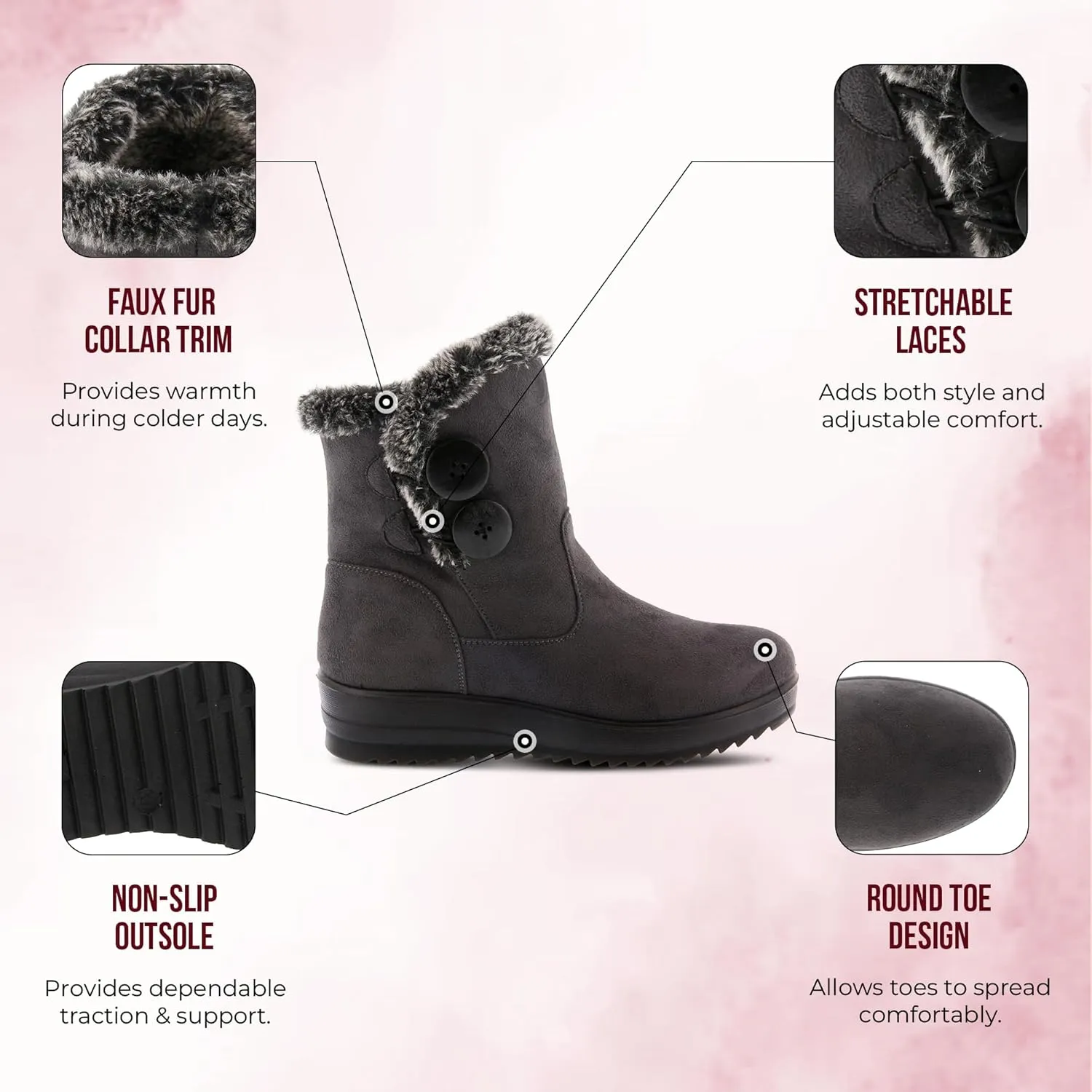 Spring Step Istra Ankle Boots for Women - Fashionable Womens Winter Boots - Womens Ankle Booties with Button Closure