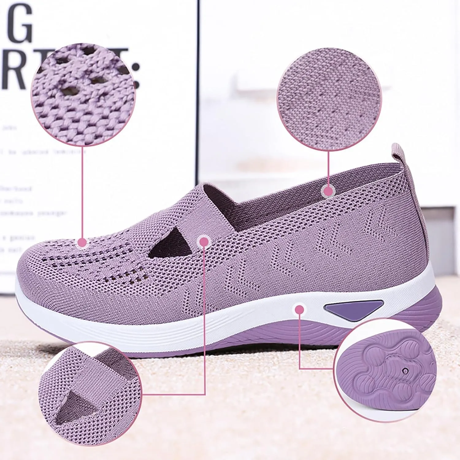 Stanceflex Shoes for Women, Orthopedic All-Day Comfort Sneakers, Women Wide Width Breathable Walking Comfortable Slip on Sneakers
