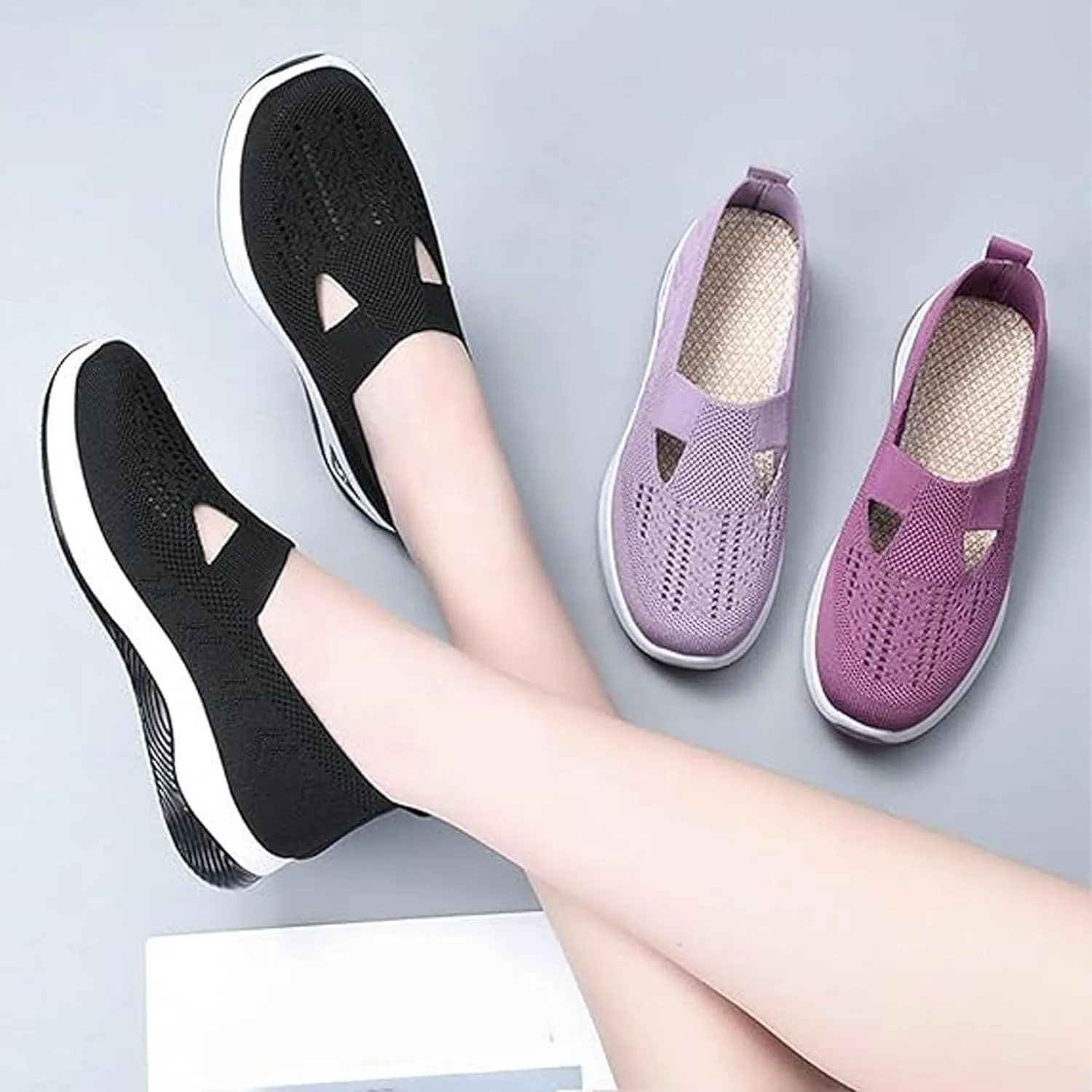 Stanceflex Shoes for Women, Orthopedic All-Day Comfort Sneakers, Women Wide Width Breathable Walking Comfortable Slip on Sneakers