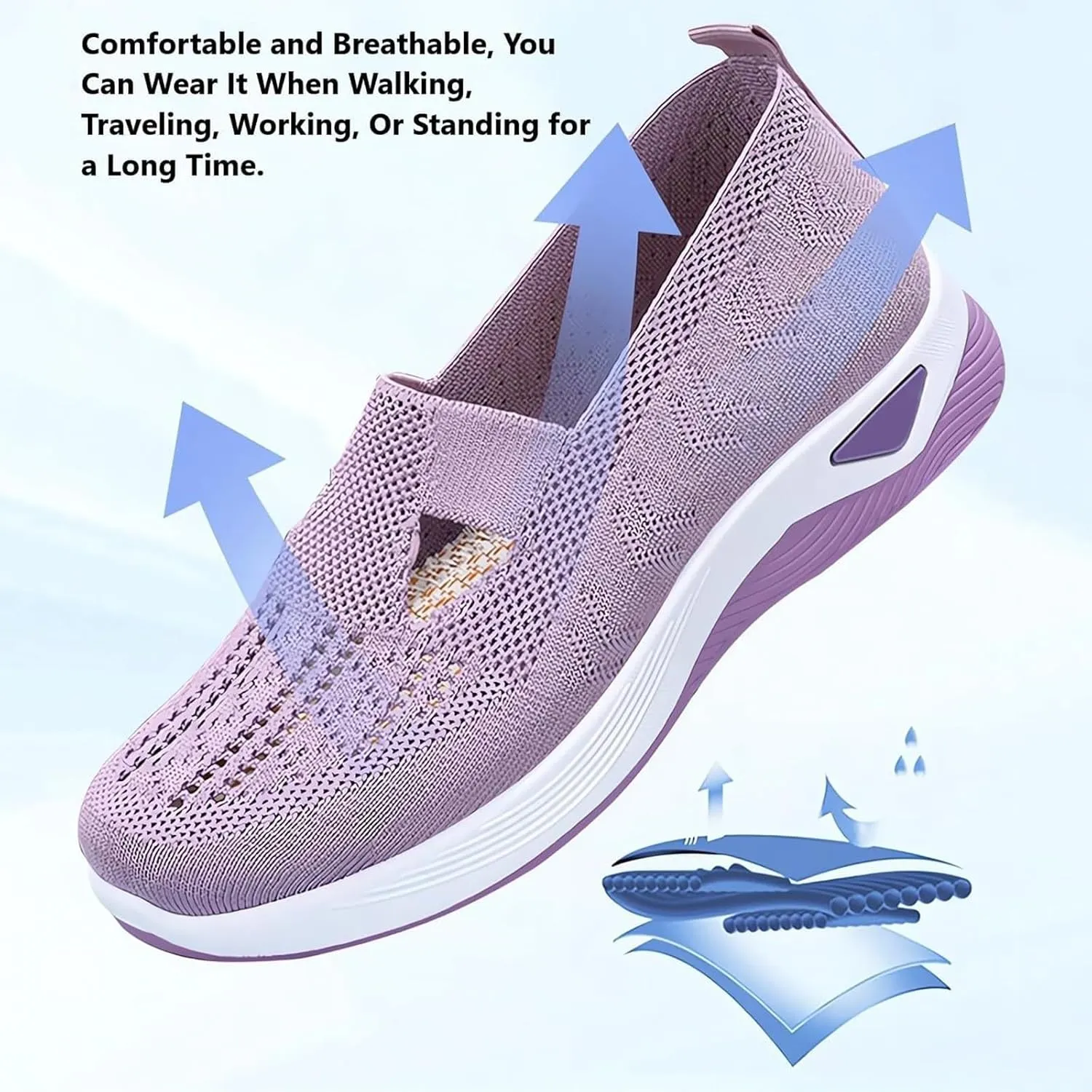 Stanceflex Shoes for Women, Orthopedic All-Day Comfort Sneakers, Women Wide Width Breathable Walking Comfortable Slip on Sneakers