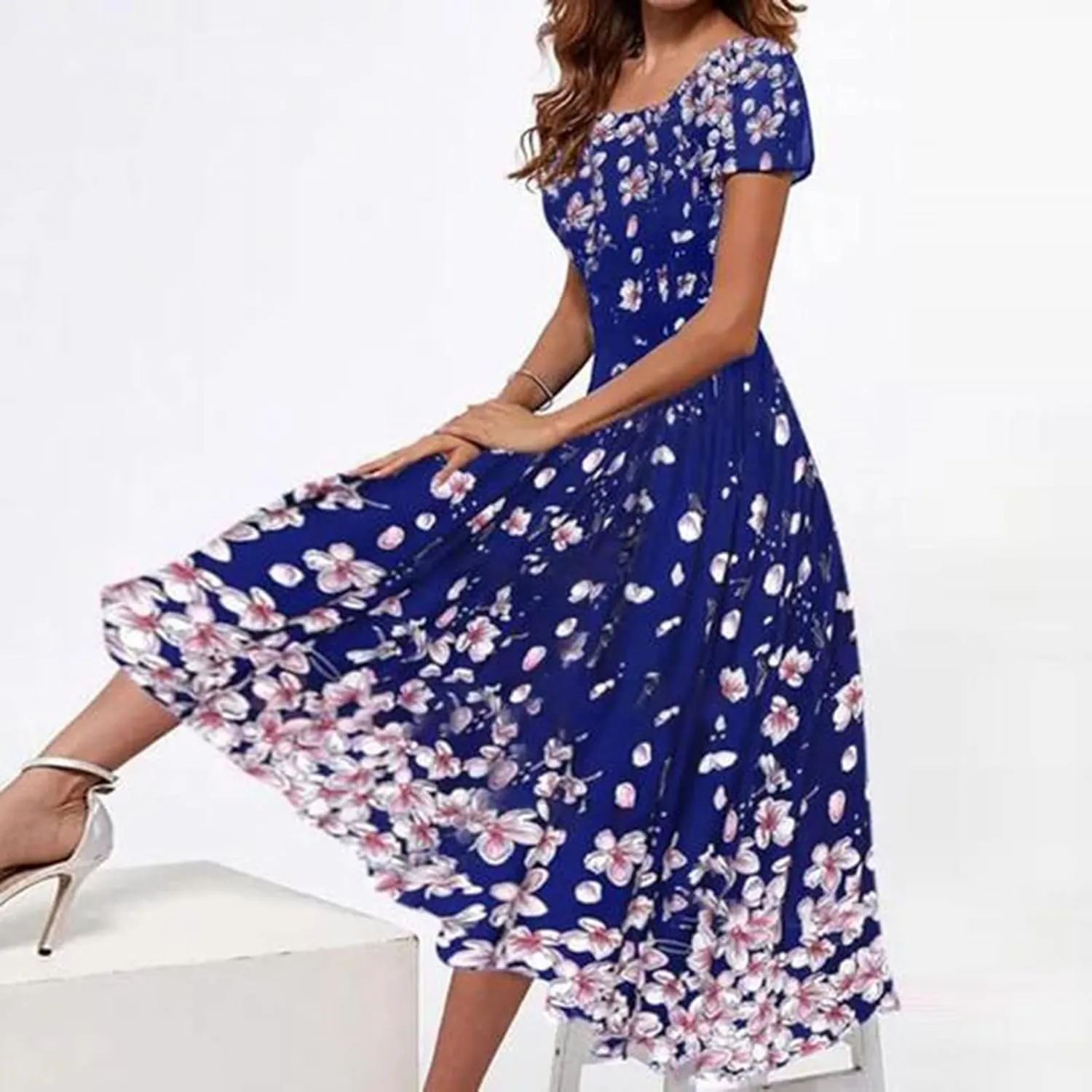 Summer Floral Mesh Maxi Dresses for Women 2025 Sexy Wedding Guest Cocktail Dresses Boho Flowy Swing Long Work Dress