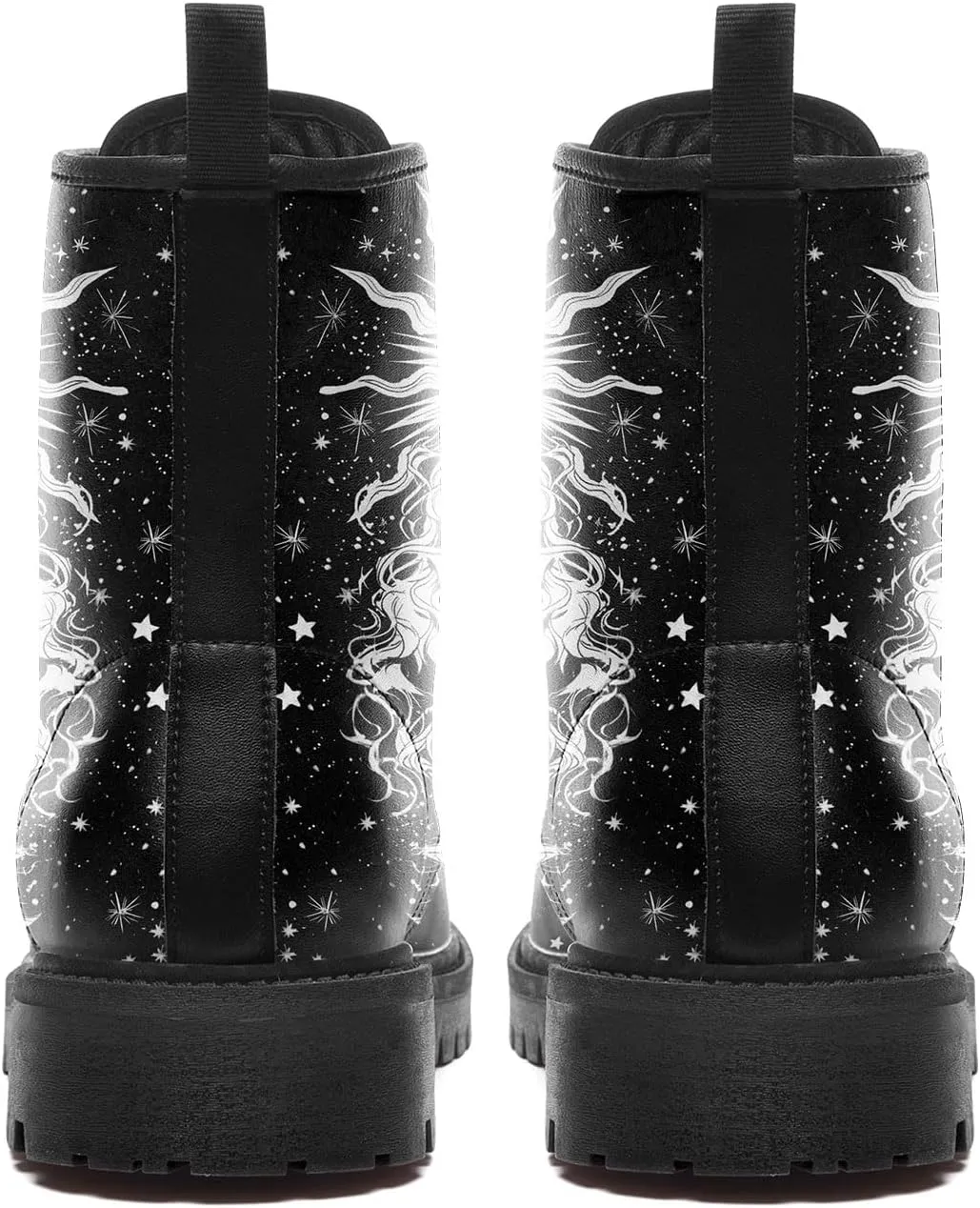 Sun and Moon Fashion Women's Ankle Boots Men's Platform Lace-up Leather Combat Booties Gift Winter Fall Dress Boots
