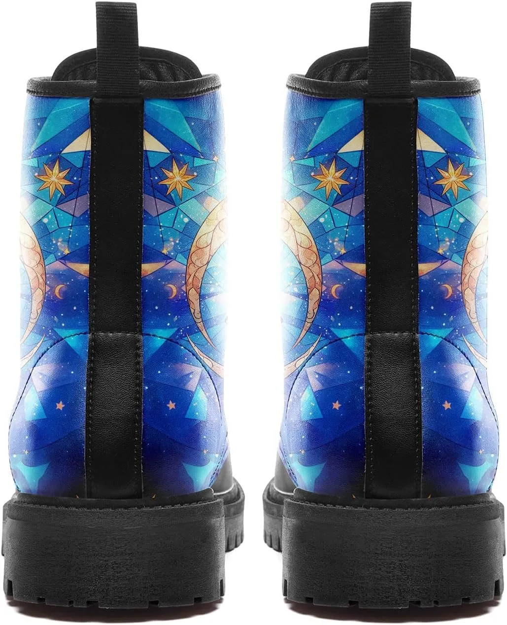 Sun and Moon Fashion Women's Ankle Boots Men's Platform Lace-up Leather Combat Booties Gift Winter Fall Dress Boots