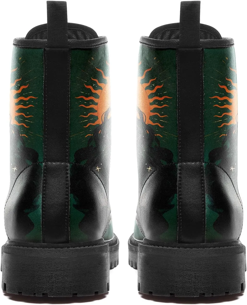 Sun and Moon Fashion Women's Ankle Boots Men's Platform Lace-up Leather Combat Booties Gift Winter Fall Dress Boots