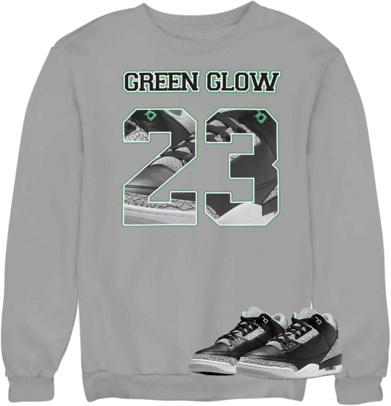 Sweatshirt To Match Jordan 3 Green Glow Sneakers, Men's Graphic Sweatshirts
