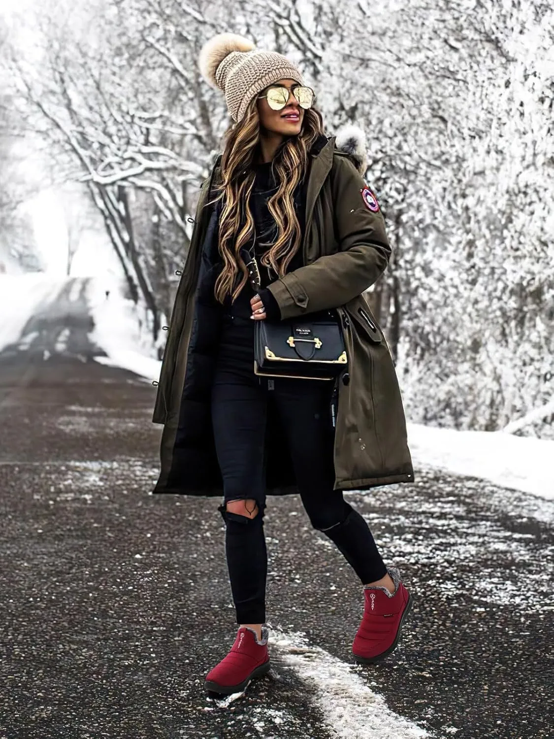 SWQZVT Winter Boots For Women Snow: Non Slip Winter Boot Ankle Outdoor Comfortable Resistant Flat Booties