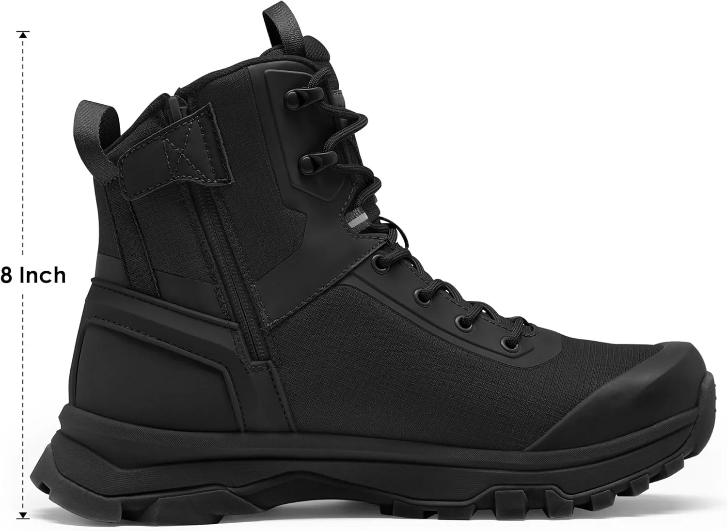 Tactical Boots for Men Lightweight Military Combat Boot Side Zipper Motorcycle Hiking Work Boots Waterproof 8 Inches