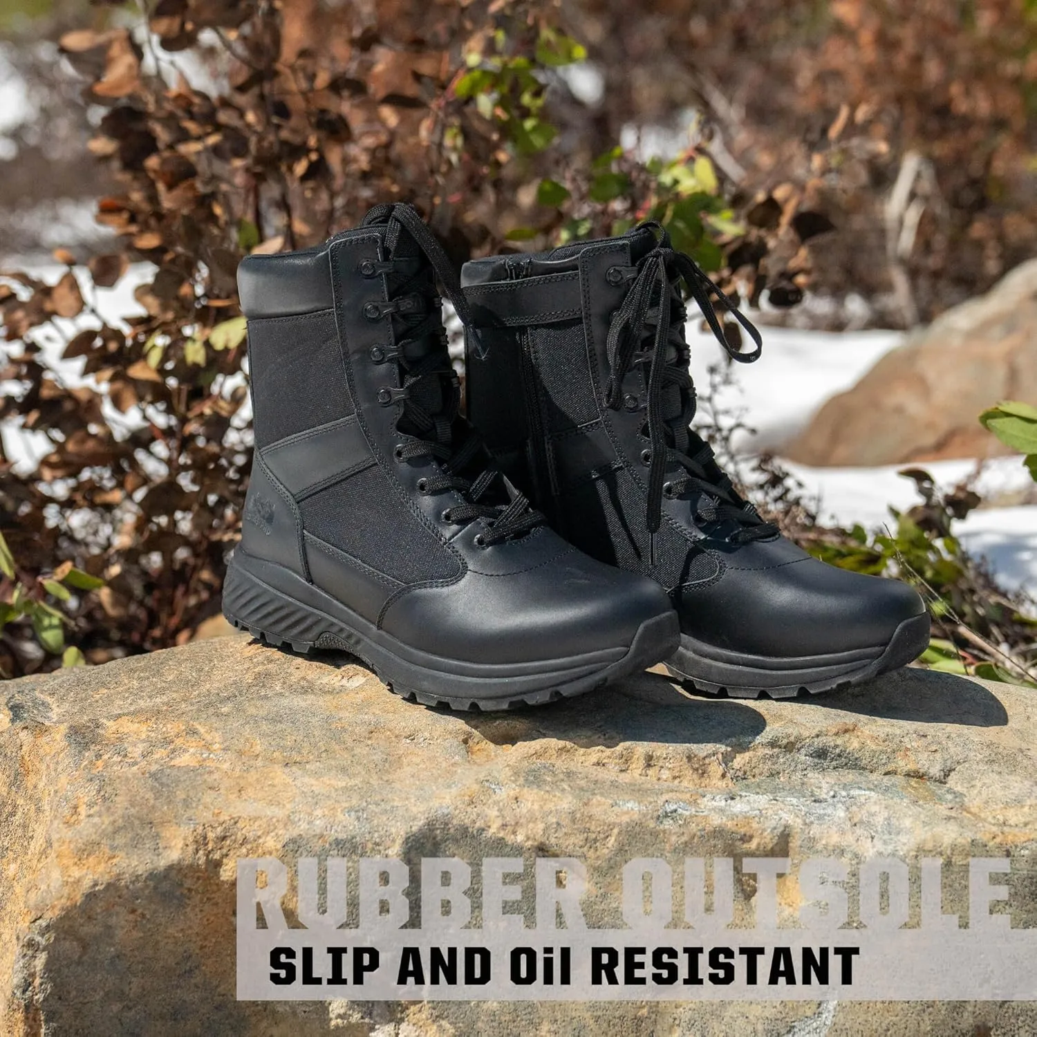 Tactical Boots for Men with Side Zipper, 8 inch Outdoor Military Work Hiking Boot(BP701-703)