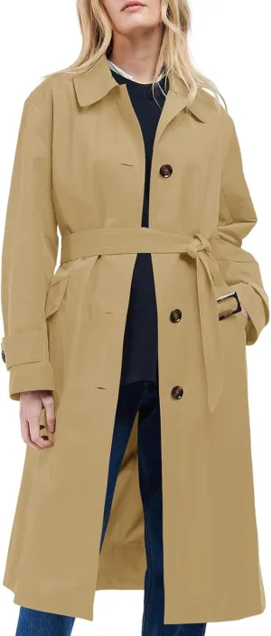 Tankaneo Womens Trench Coats Single Breasted Long Windproof Overcoat with Pockets and Belt