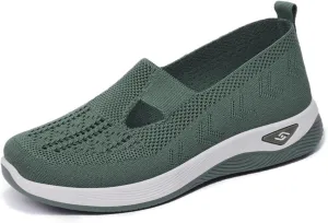 Thatrich Womens Orthopedic Sneakers Slip on Walking Shoes Breathable Soft Woven Shoe Non-Slip Mesh Up Footwear Lightweight Comfortable Arch Support Sneaker