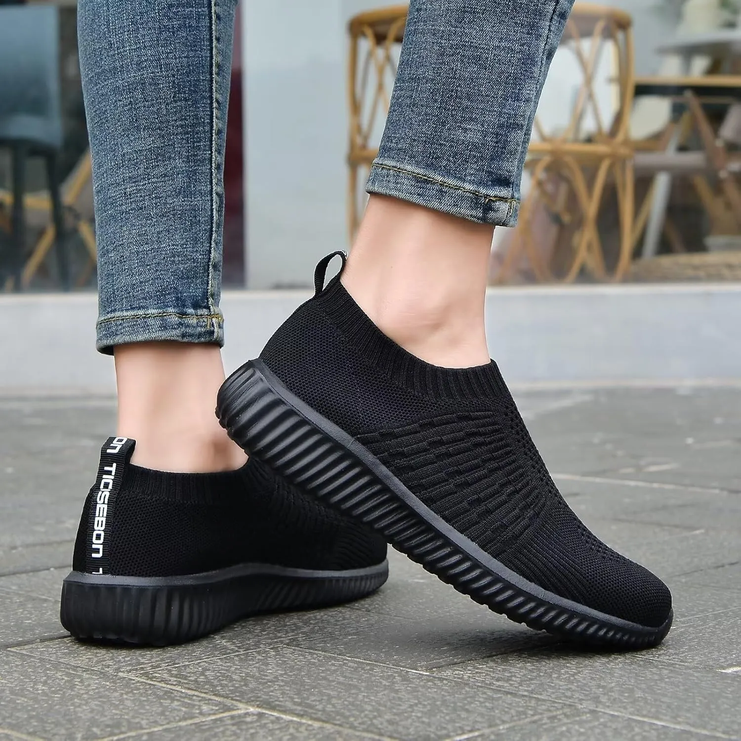 TIOSEBON Women's Athletic Walking Shoes Slip On Casual Mesh-Comfortable Tennis Workout Sneakers