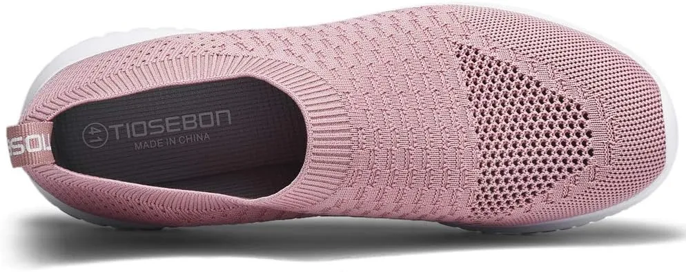 TIOSEBON Women's Athletic Walking Shoes Slip On Casual Mesh-Comfortable Tennis Workout Sneakers