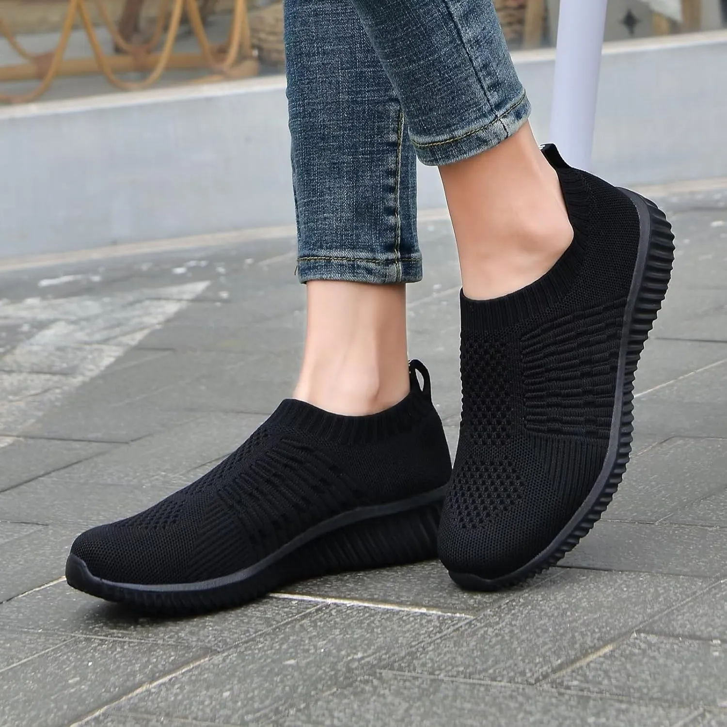 TIOSEBON Women's Athletic Walking Shoes Slip On Casual Mesh-Comfortable Tennis Workout Sneakers