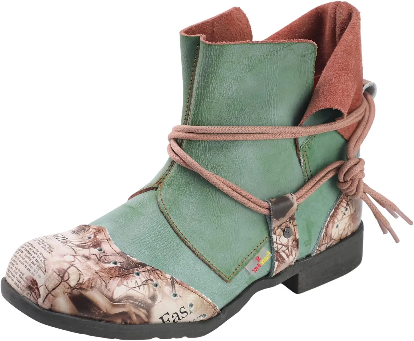 TMA EYES Women's Comfy Boots Round Toe Lace-up Non-slip Boots