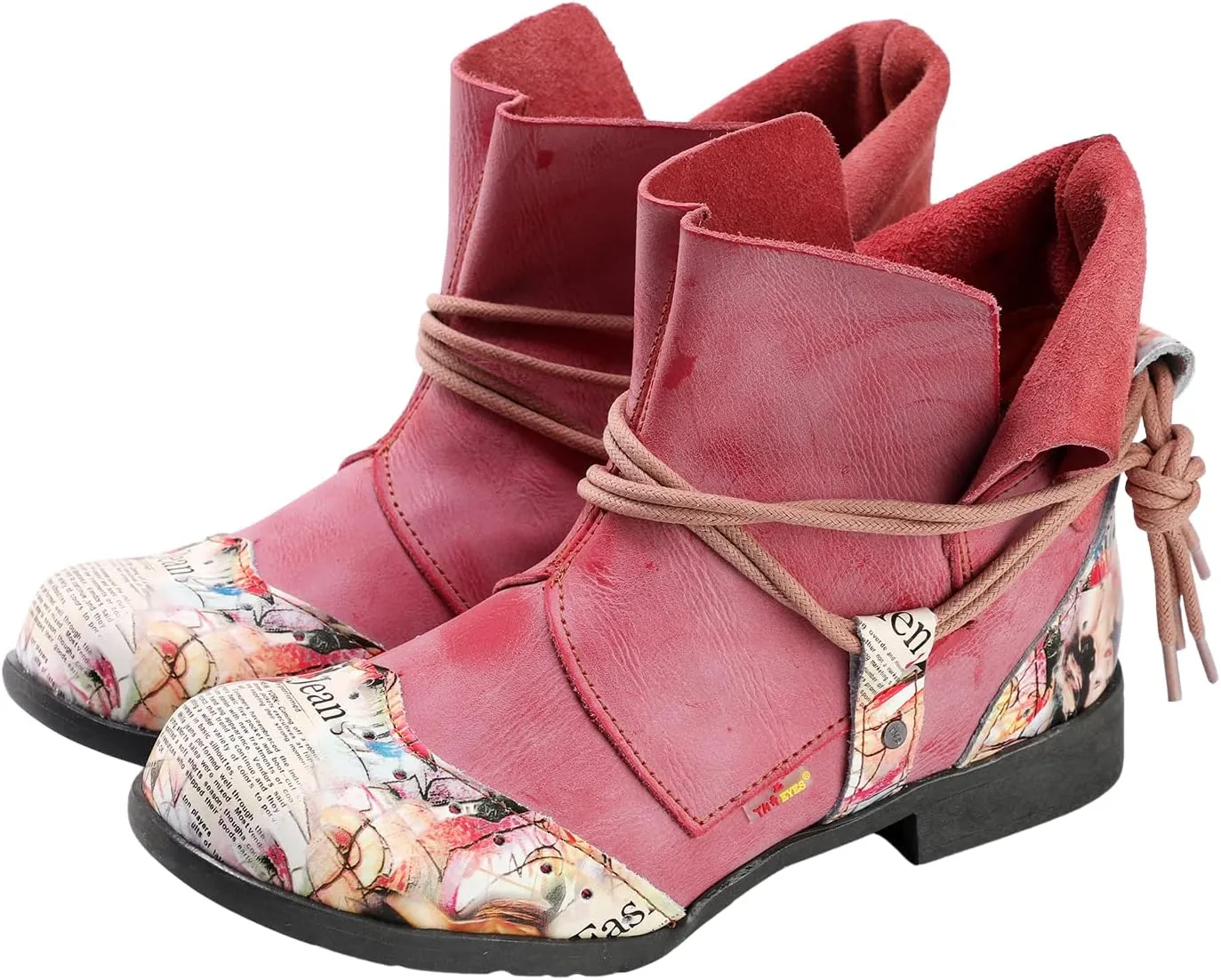 TMA EYES Women's Comfy Boots Round Toe Lace-up Non-slip Boots