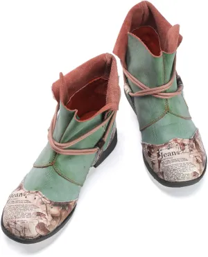 TMA EYES Women's Comfy Boots Round Toe Lace-up Non-slip Boots
