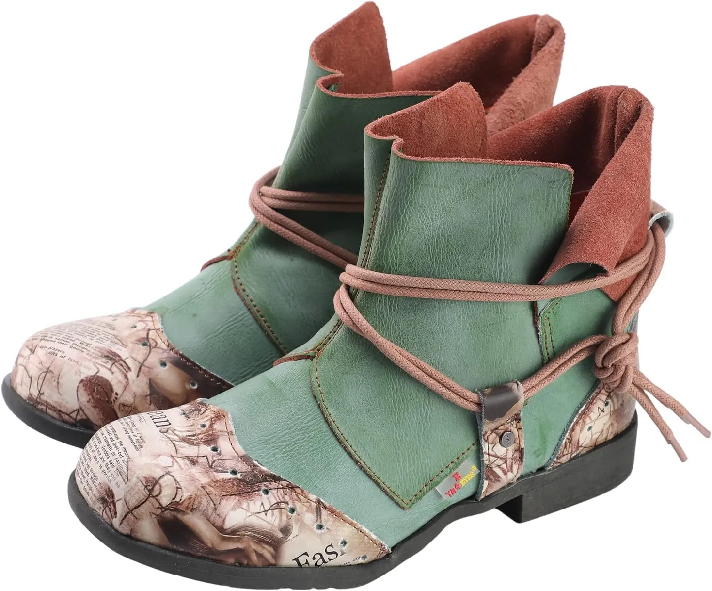 TMA EYES Women's Comfy Boots Round Toe Lace-up Non-slip Boots