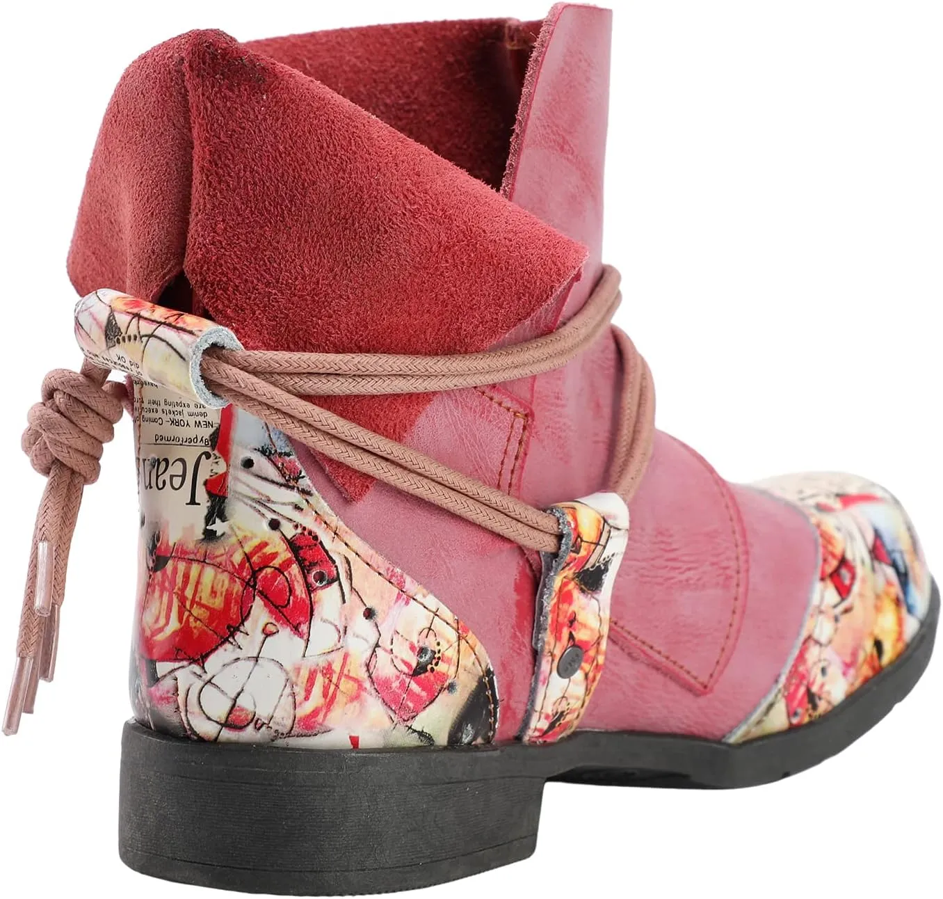 TMA EYES Women's Comfy Boots Round Toe Lace-up Non-slip Boots