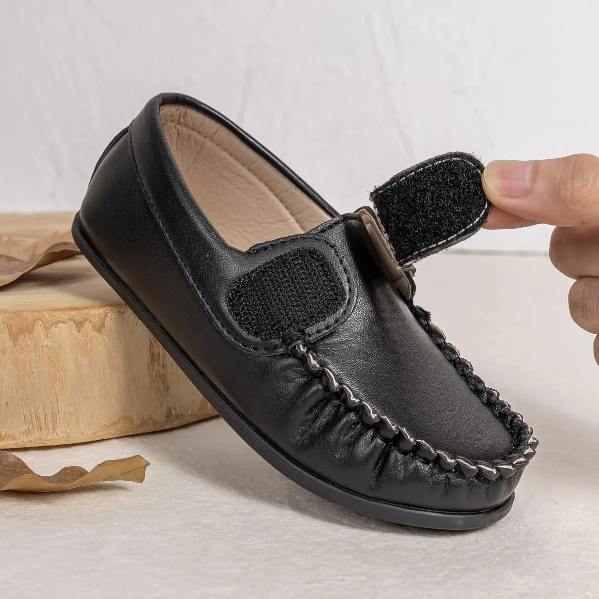 Toddler Boys Girls PU Leather Loafers Little Kids Slip-On Texture Flats Boat Wedding Dress Shoes School Uniform Moccasins Daily Walking Shoes(Toddler/Little Kids)