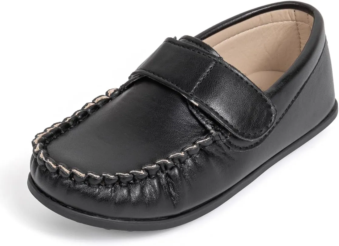 Toddler Boys Girls PU Leather Loafers Little Kids Slip-On Texture Flats Boat Wedding Dress Shoes School Uniform Moccasins Daily Walking Shoes(Toddler/Little Kids)