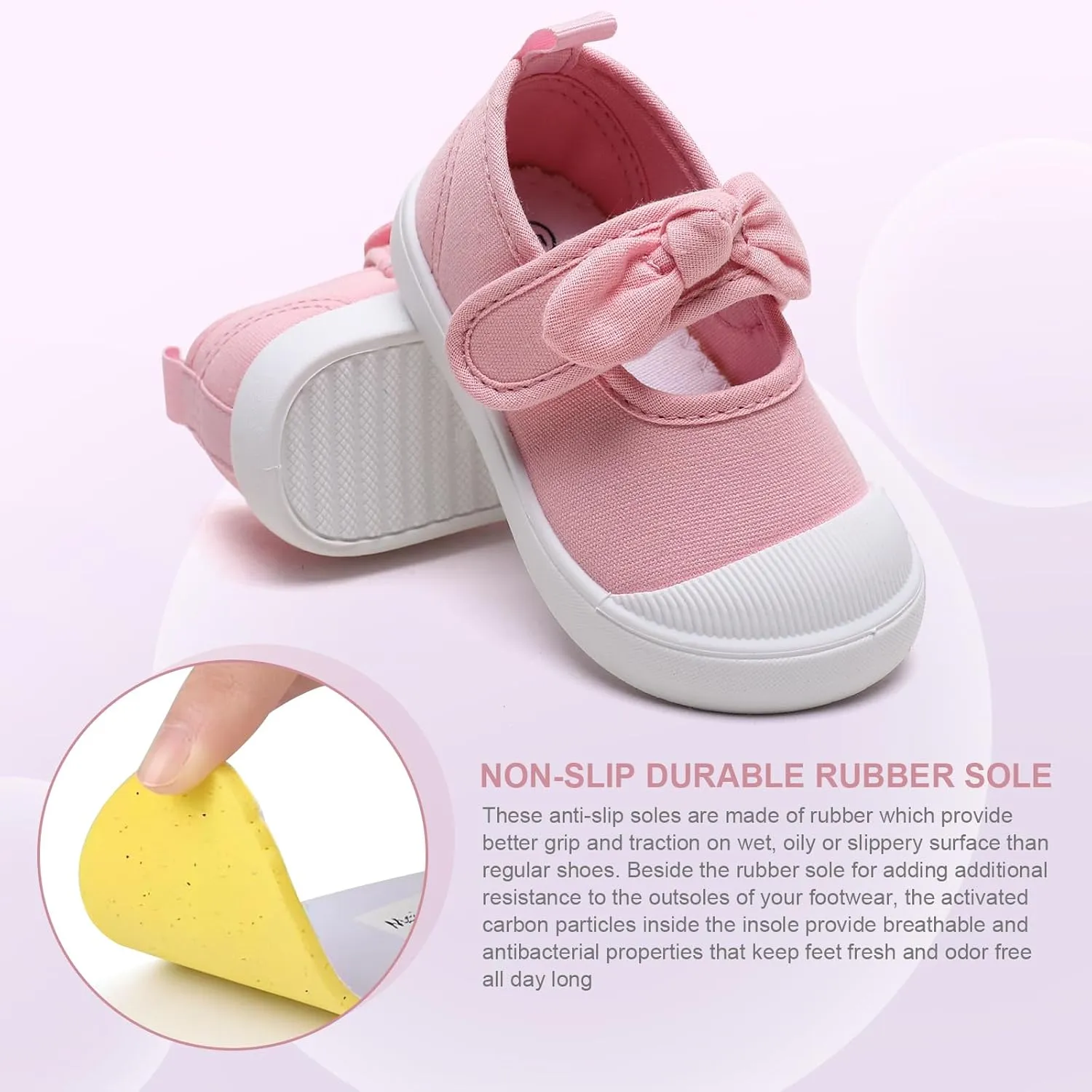 Toddler Girl's Canvas Sneakers Bowknot Mary Jane Flat Shoes for Kids School Uniform Shoes Dress Shoes…