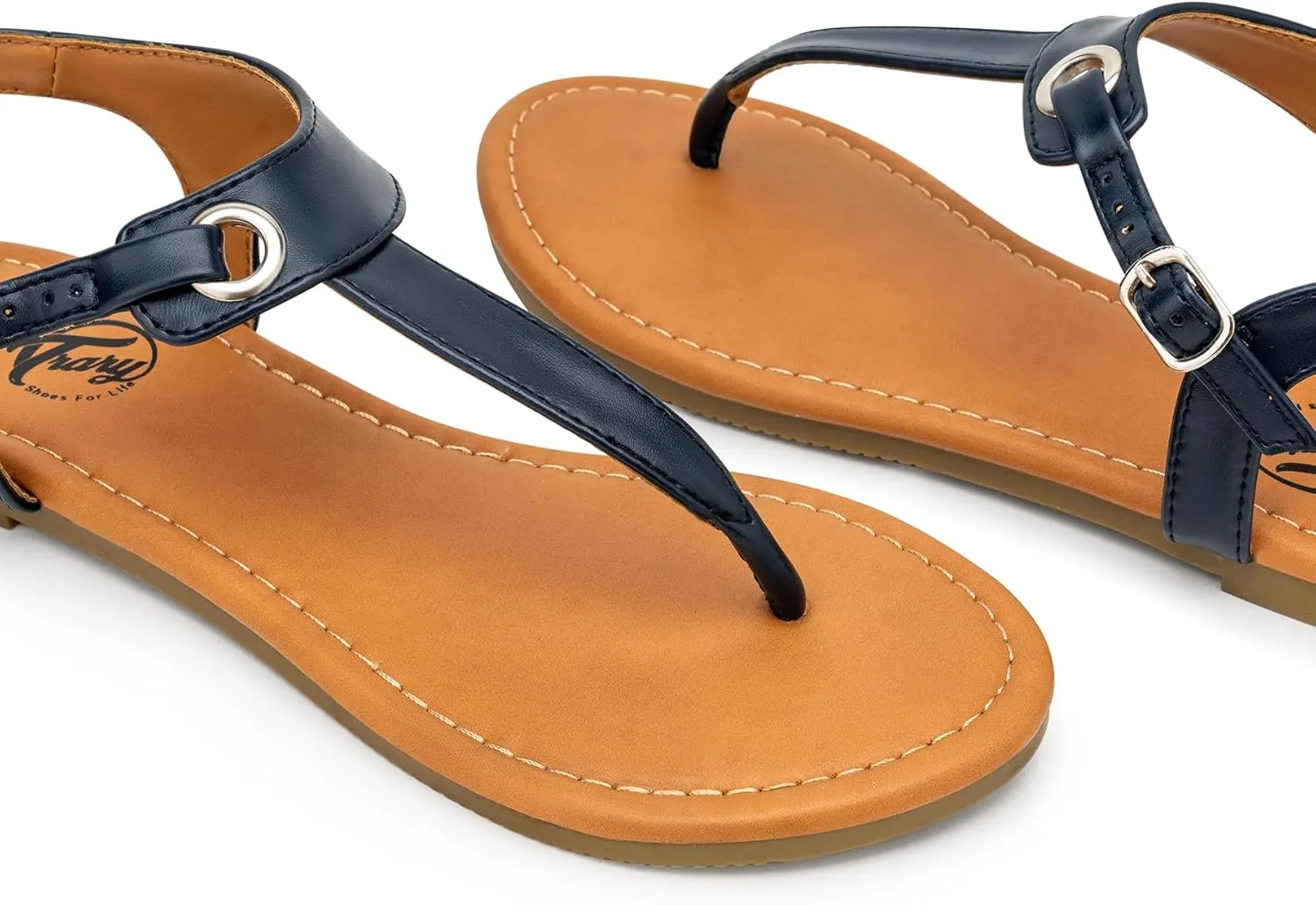 Trary Sandals Womens, Thong Sandals for Women with T-Strap, Adjustable Ankle Buckle for Women Sandals, Flat Sandals for Women Dressy, Cute Sandals for Women, Summer Sandals for Women 2023