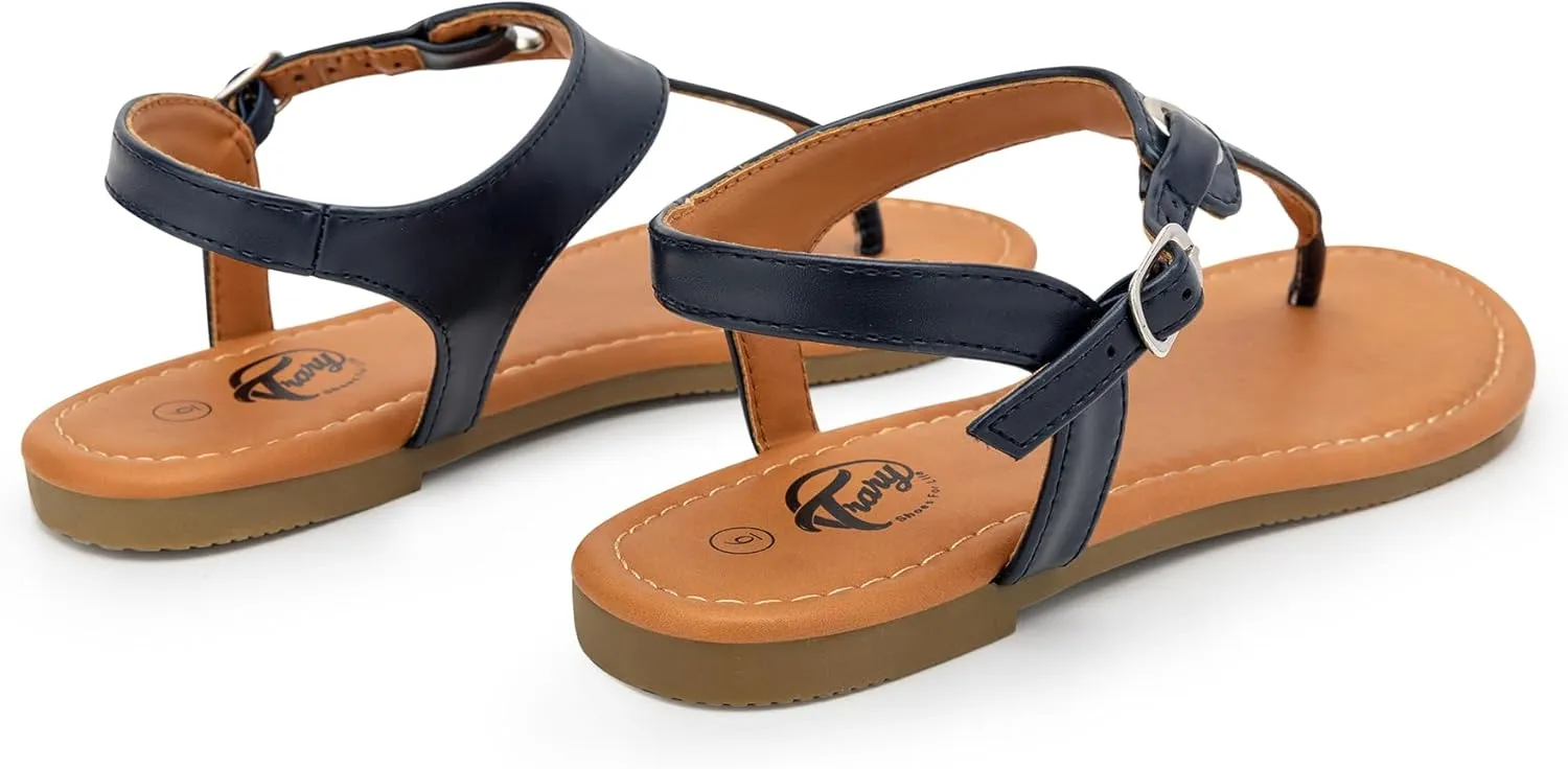 Trary Sandals Womens, Thong Sandals for Women with T-Strap, Adjustable Ankle Buckle for Women Sandals, Flat Sandals for Women Dressy, Cute Sandals for Women, Summer Sandals for Women 2023