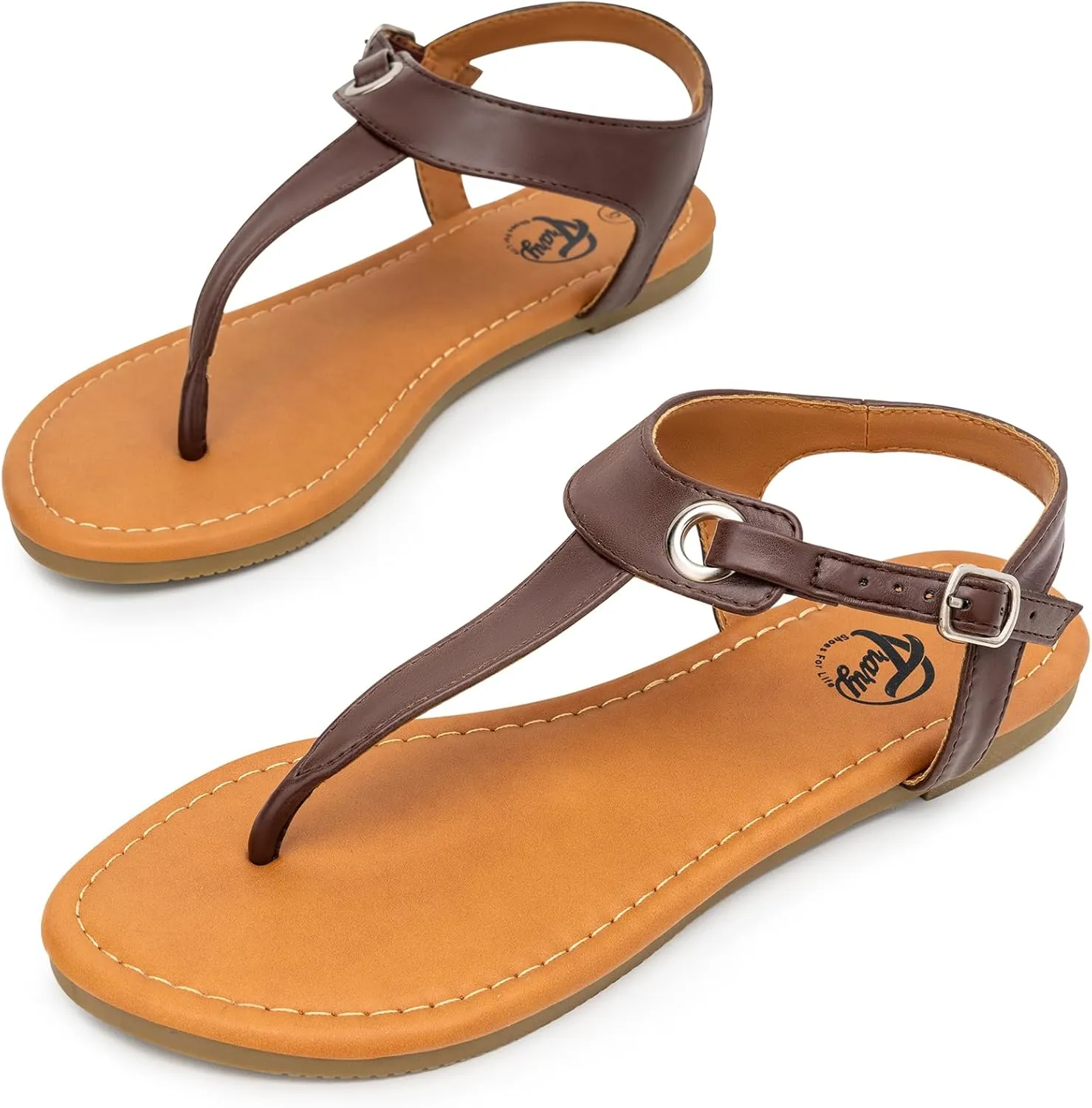 Trary Sandals Womens, Thong Sandals for Women with T-Strap, Adjustable Ankle Buckle for Women Sandals, Flat Sandals for Women Dressy, Cute Sandals for Women, Summer Sandals for Women 2023
