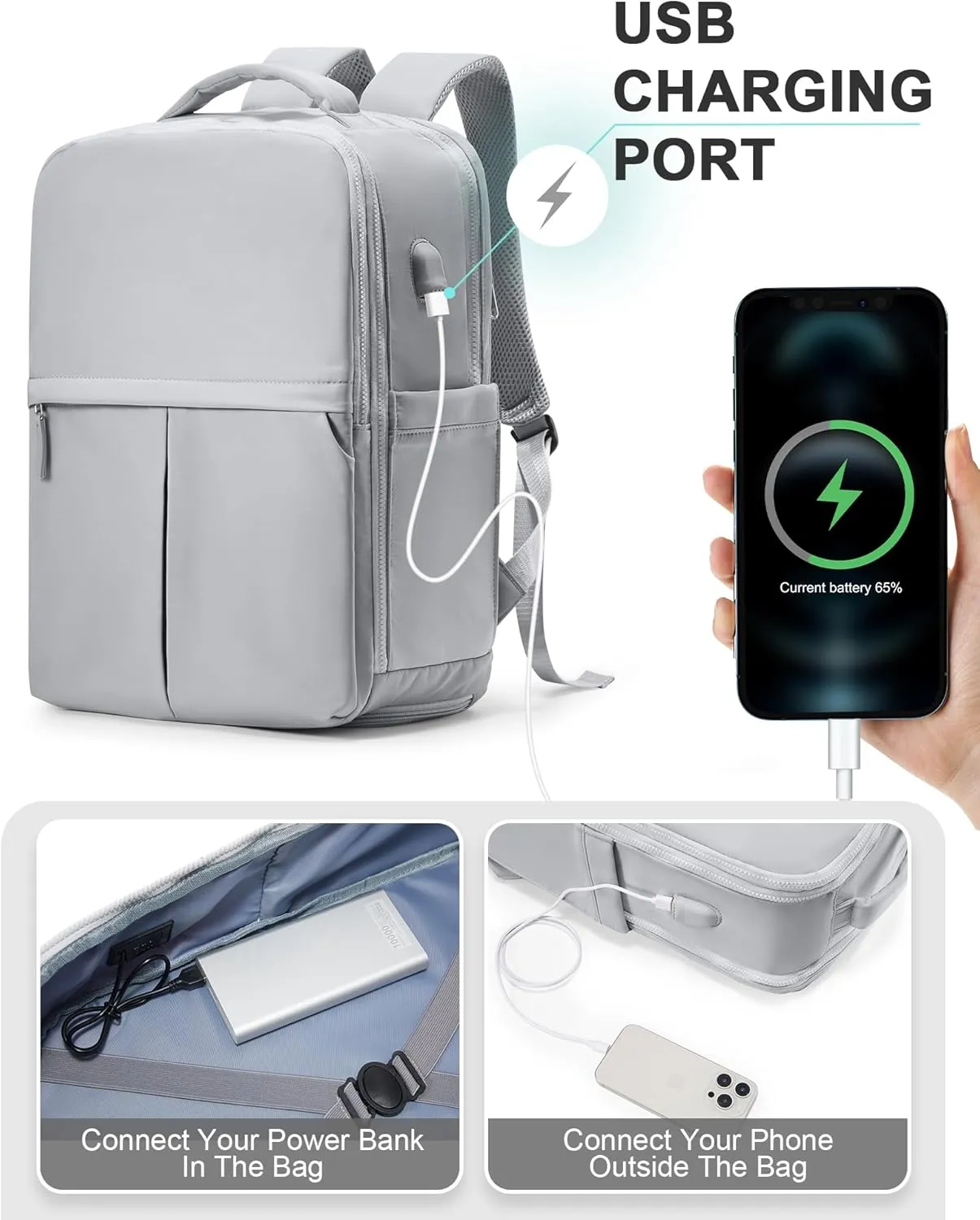 Travel Backpack Carry On Flight Approved Womens Backpack For Travel Essentials Mochila De Viaje Carry On Backpack For Women Men Airplanes Traveling Backpack Grey