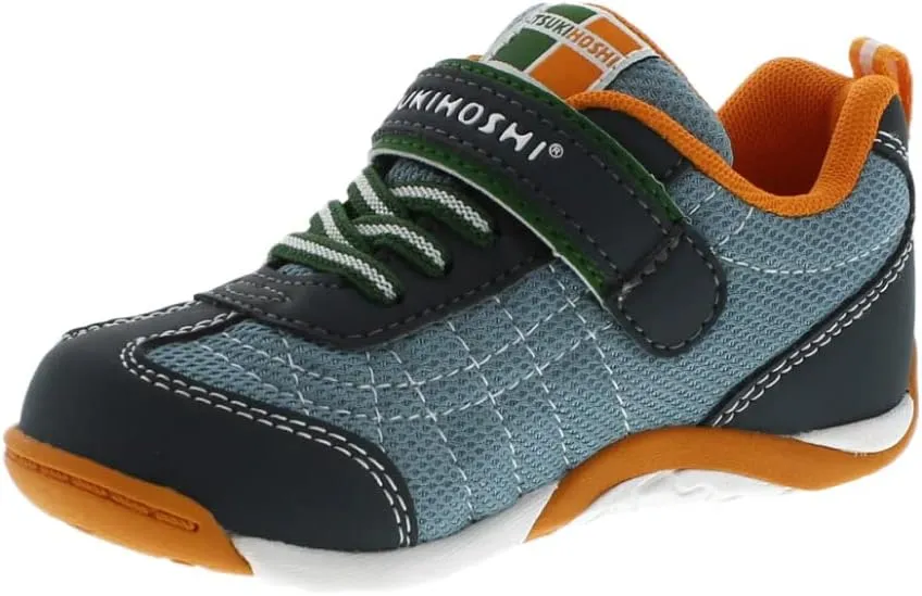 TSUKIHOSHI Kaz Kids Shoes - Strap-Closure Machine-Washable Kids and Toddler Shoes with Wide Toe Box & Slip-Resistant, Non-Marking Outsoles, Charcoal/Sea - 9.5 Toddler (1-4 Years)