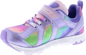 TSUKIHOSHI RAINBOW Kids Shoes - Strap-Closure Machine-Washable Kids Sneakers with Wide Toe Box and Slip-Resistant, Non-Marking Outsoles, Lavender/Multi - 3.5 Big Kid (8-12 Years)