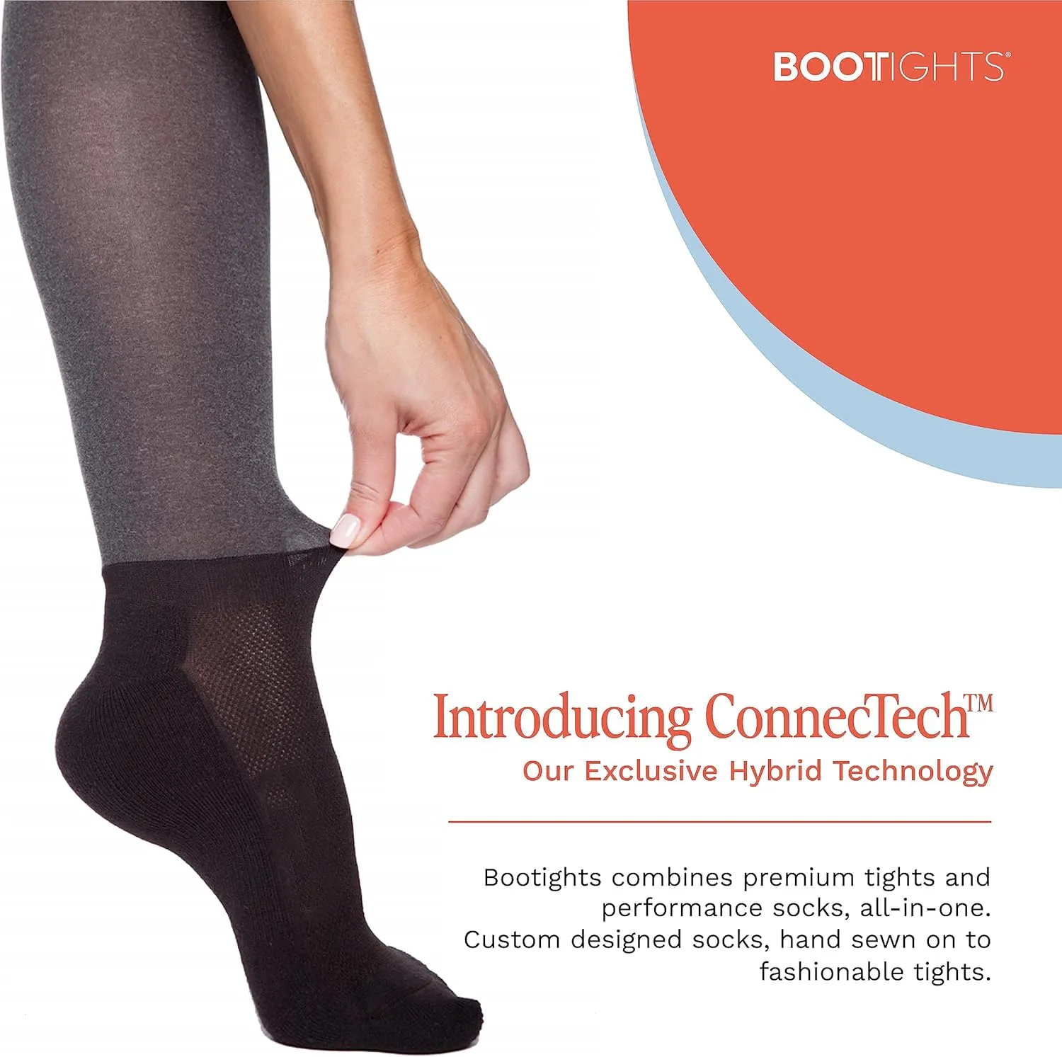 Tummy Control Top Tights With Sock Attached- Hybrid Tights & Performance Sock - Shaping Panty Hose