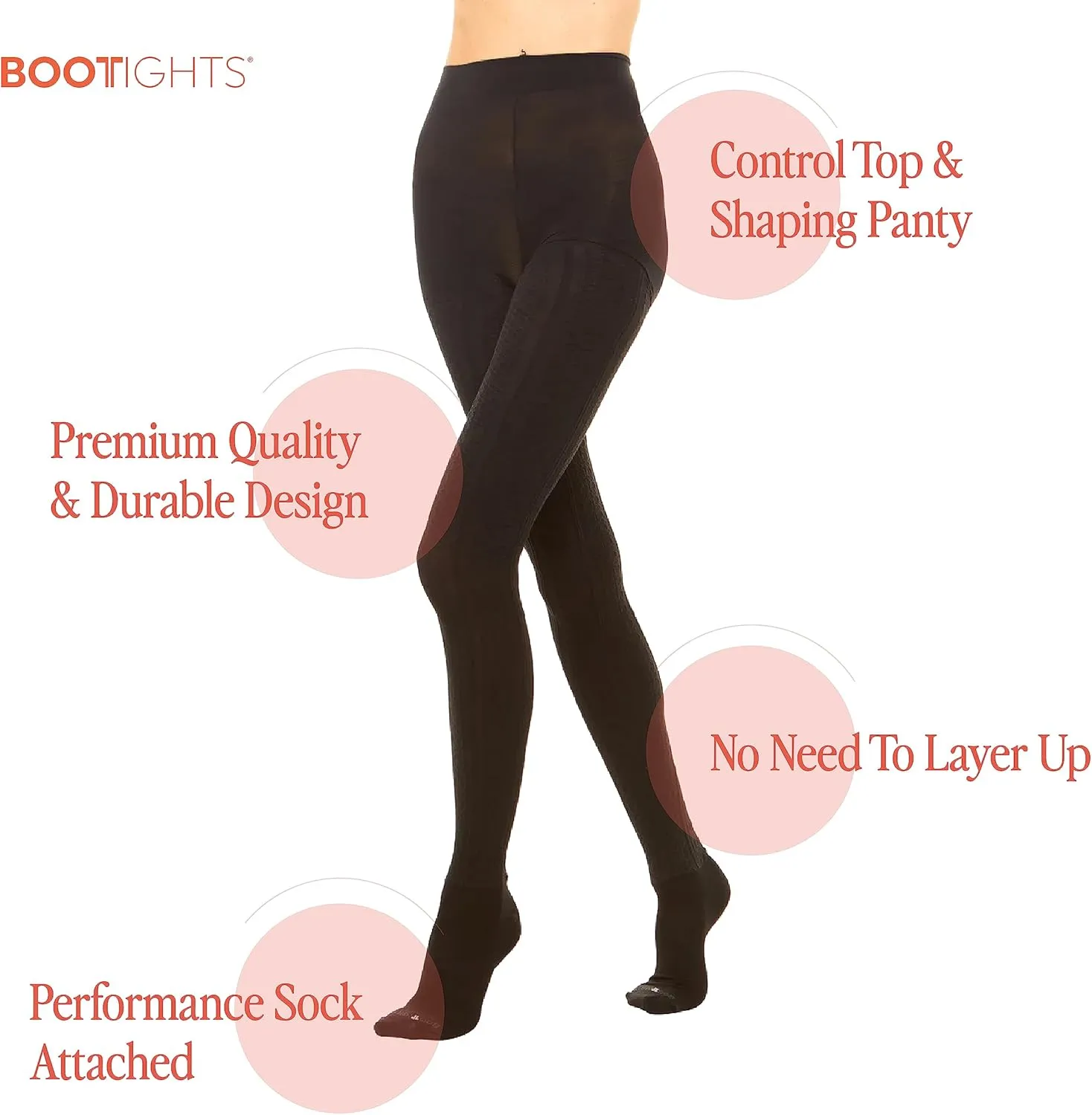 Tummy Control Top Tights With Sock Attached- Hybrid Tights & Performance Sock - Shaping Panty Hose