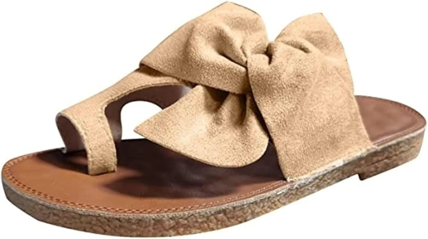 Twist Knot Flat Toe Loop Sandals for Womens Ladies Bowknot Toe Ring Gladiator Flat Slides Summer Embroidery Platform Classic Anti Slip Rome Beach Shoes