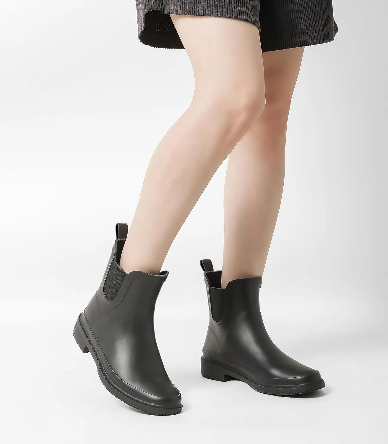 Ubon Women's Short Rain Boots Rubber Waterproof Comfortable Rainbooots Ankle Chelsea Boots Women Mud Garden Shoes for Outdoor Gardening,Farming