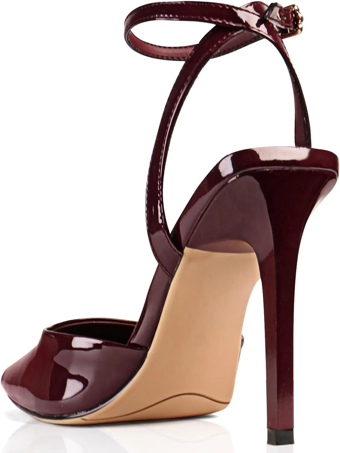 UBWDU Womens Peep Toe Heels Square Open Toe Ankle Strap Stiletto High Heel Sandals Dress Party Fashion Shoes