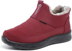 UIKGITP Womens Winter Tarpauli Boots Waterproof Snow Fur Lined Warm Platform Ankle Slip On Stylish Fuzzy Youth Women Booties