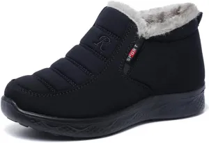UIKGITP Womens Winter Tarpauli Boots Waterproof Snow Fur Lined Warm Platform Ankle Slip On Stylish Fuzzy Youth Women Booties