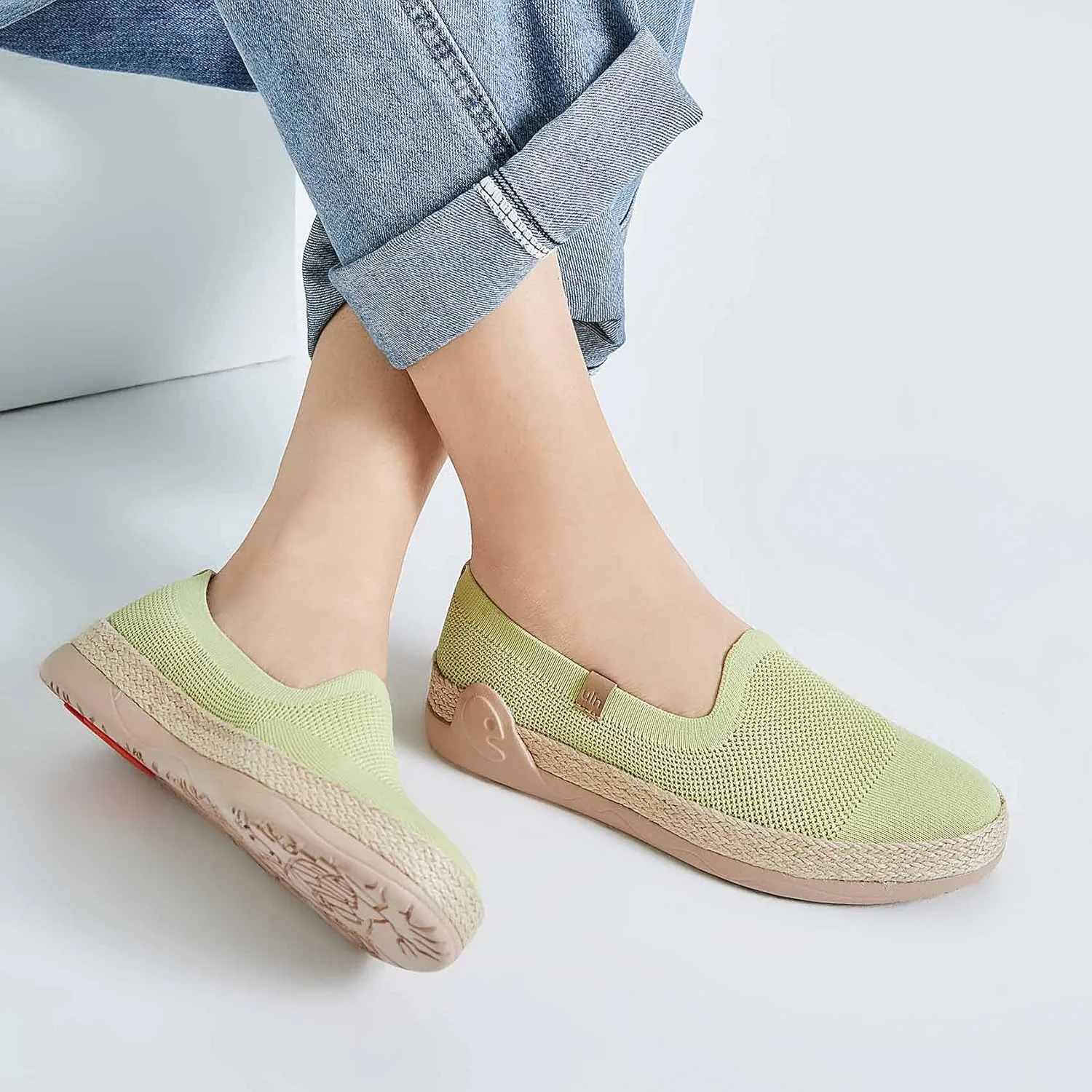 UIN Women's Espadrilles Slip Ons Knitted Lightweight Walking Casual Loafers Comfortable Art Painted Travel Shoes Marbella II