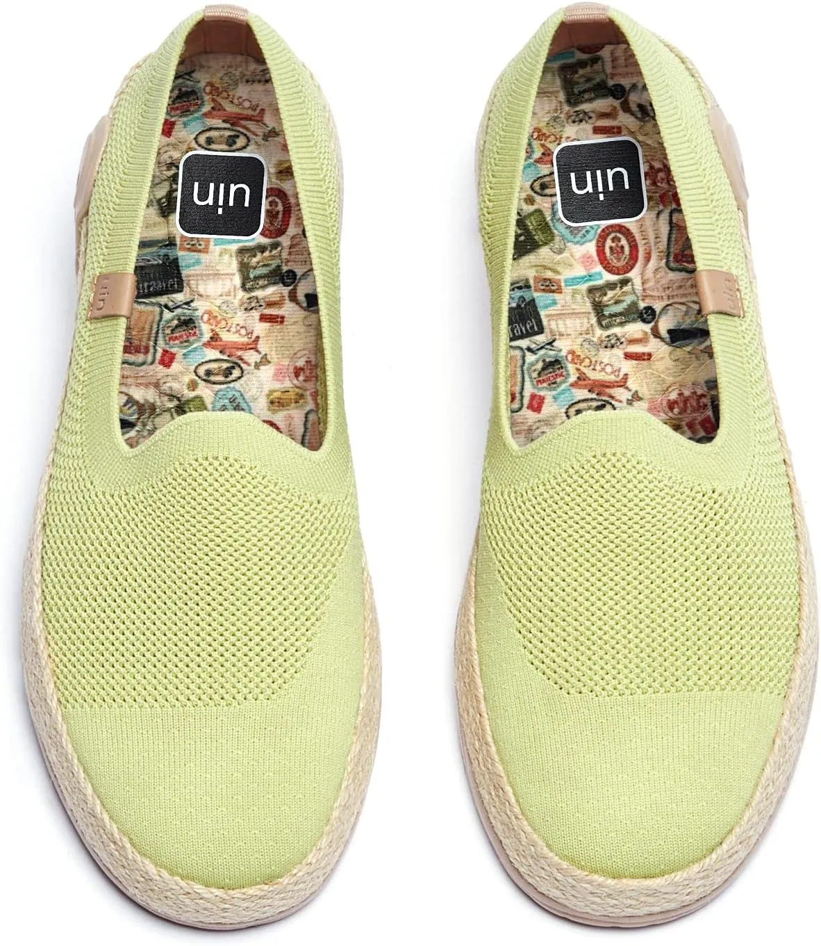 UIN Women's Espadrilles Slip Ons Knitted Lightweight Walking Casual Loafers Comfortable Art Painted Travel Shoes Marbella II