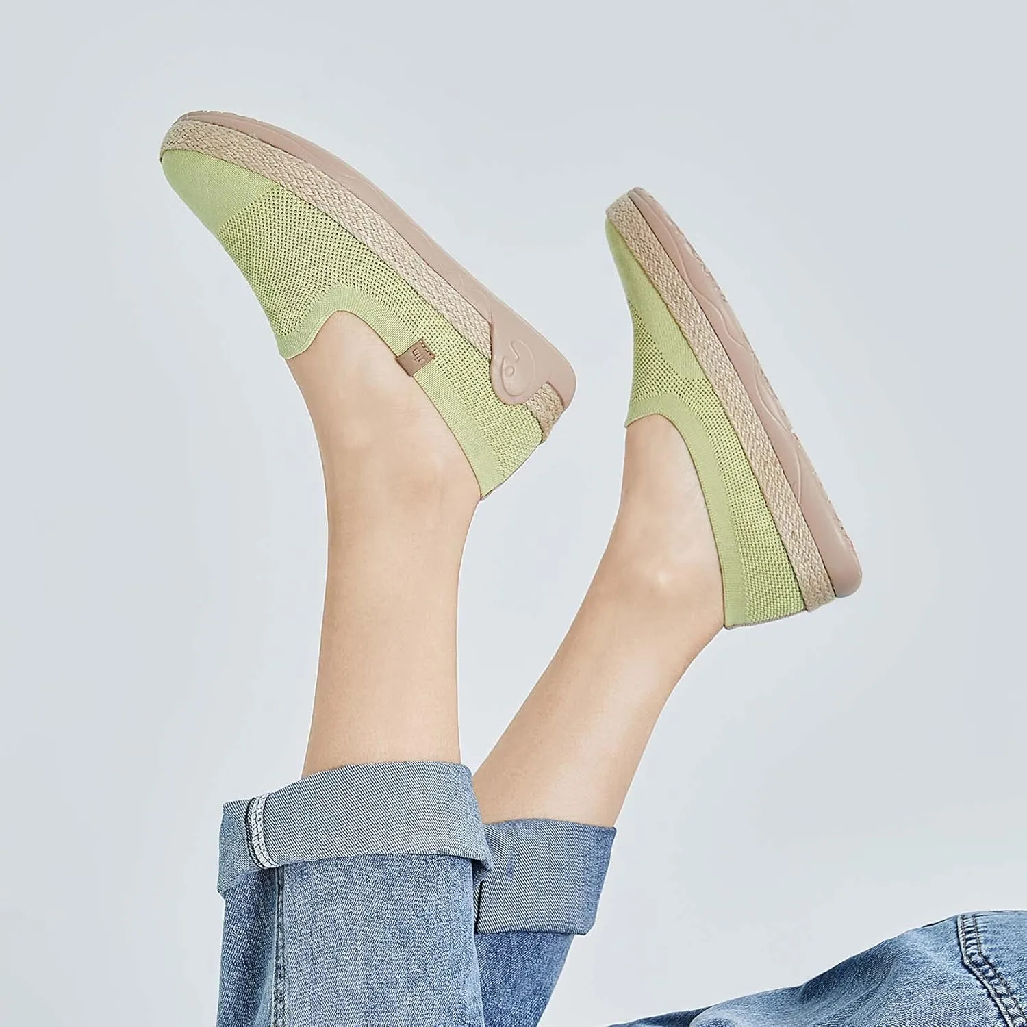 UIN Women's Espadrilles Slip Ons Knitted Lightweight Walking Casual Loafers Comfortable Art Painted Travel Shoes Marbella II