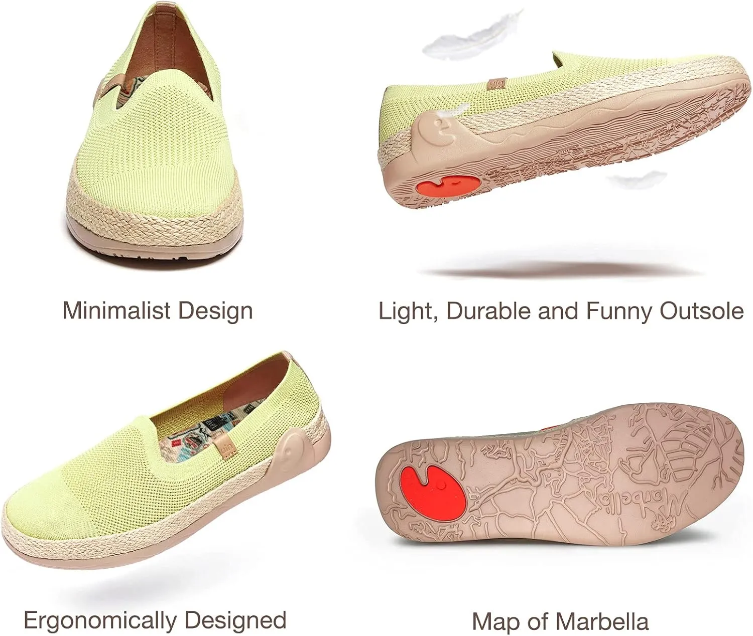 UIN Women's Espadrilles Slip Ons Knitted Lightweight Walking Casual Loafers Comfortable Art Painted Travel Shoes Marbella II