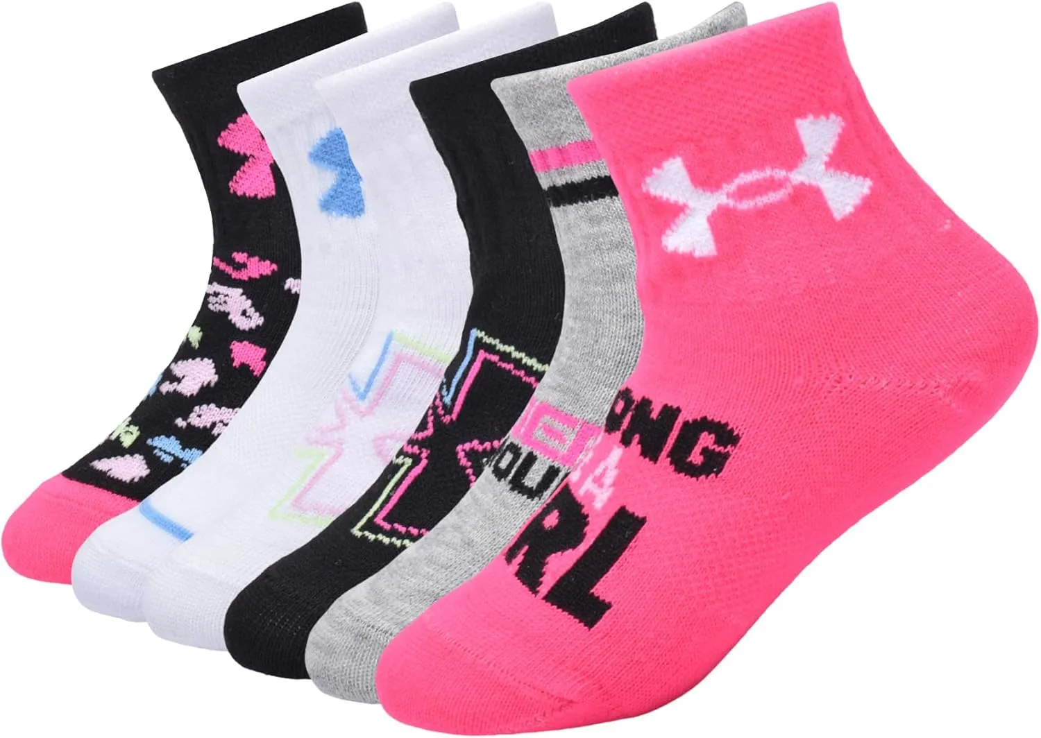 Under Armour Baby Girls Multi Pack Camo Heart Essentials Quarter Sock